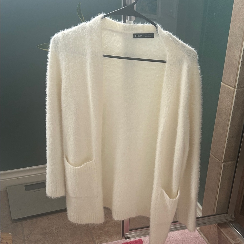 Chic White Fuzzy Sweater